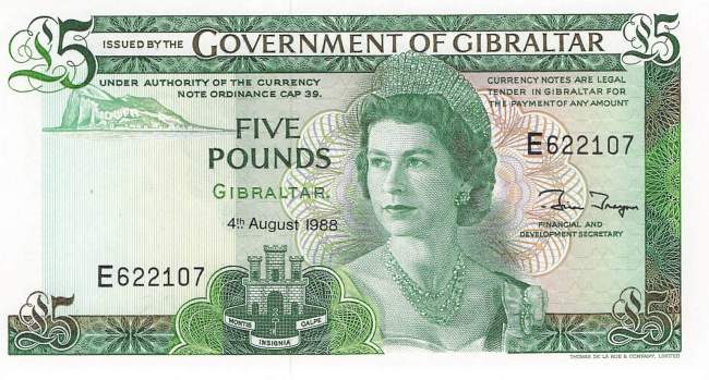 5 Pound Gibraltar 1988 p21b